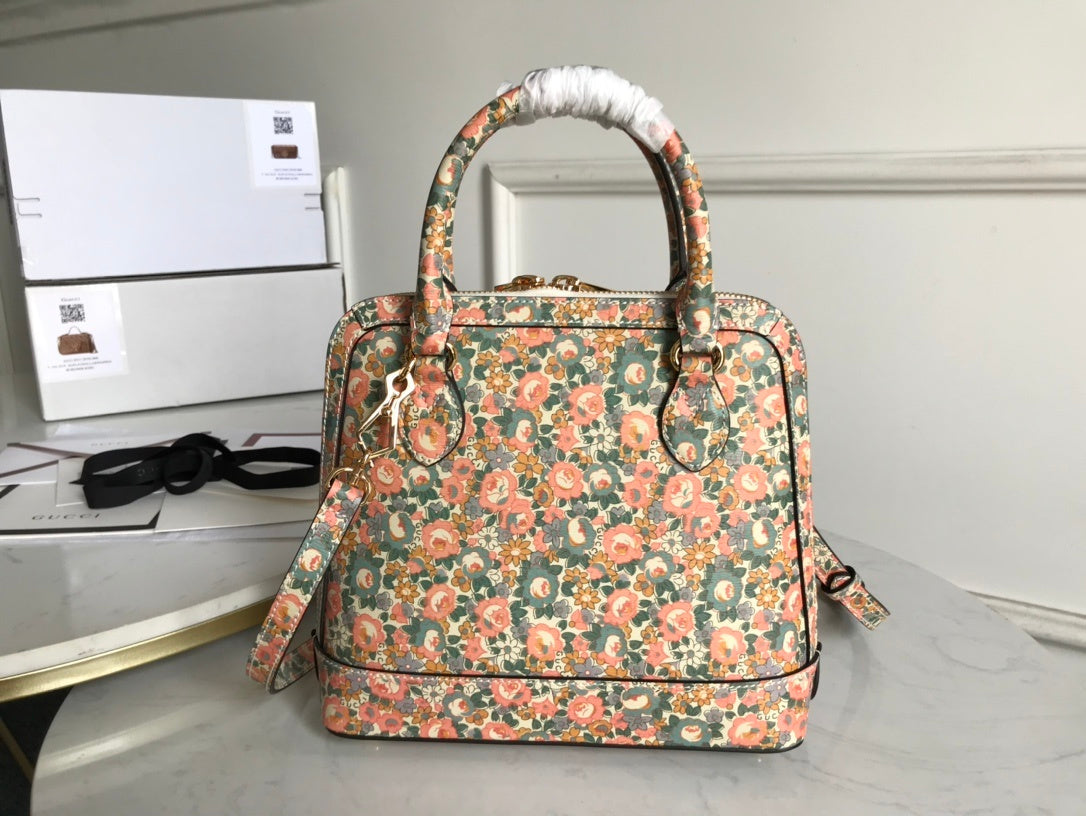 gg Horsebit Printing Liberty 10in Small Top Handle Handbag