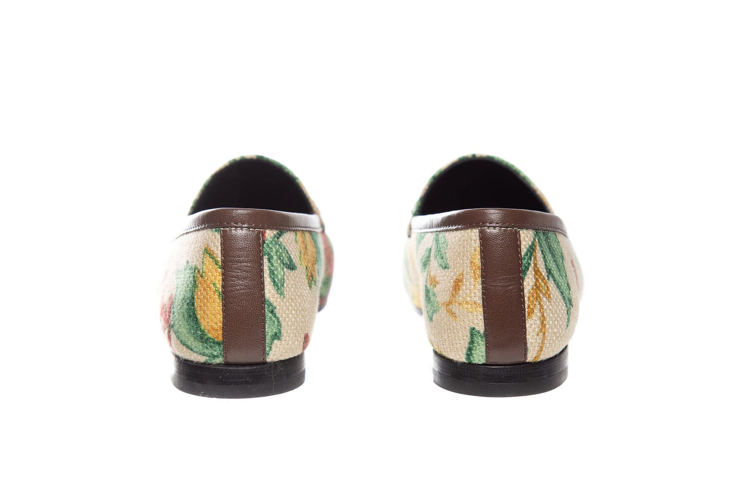 Gucci Cream Multi Floral Print Horsebit Loafers SZ 36
