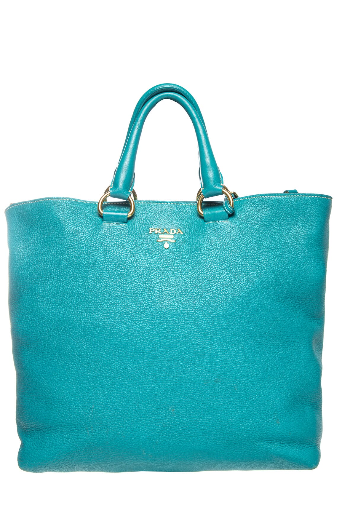 Prada Handbag Teal Daino Tote Leather Vitello Tote Bag