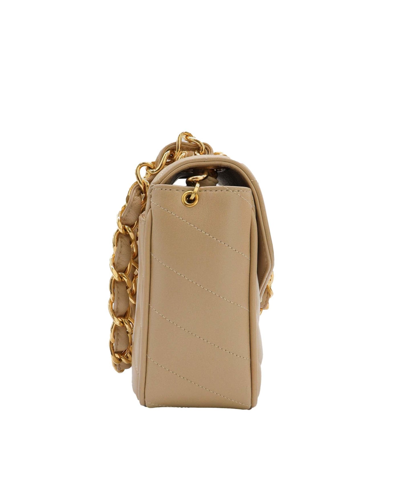 CHANEL V stitch ChainShoulder Beige DXBS0985