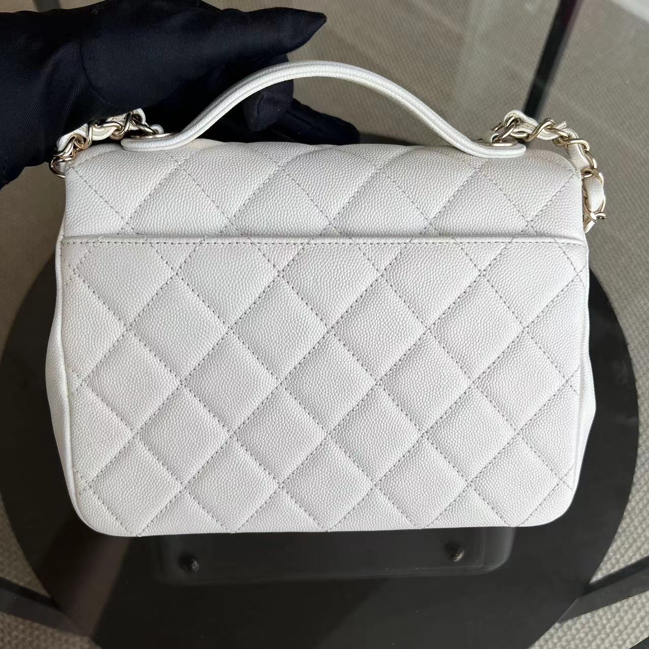 Chanel Business Affinity - Caviar Medium White Golden Hardware Series 25