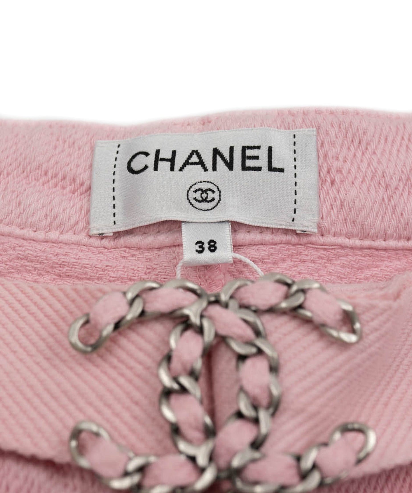Chanel pink cotton terry shorts with CC chain logo buckle ASL4725