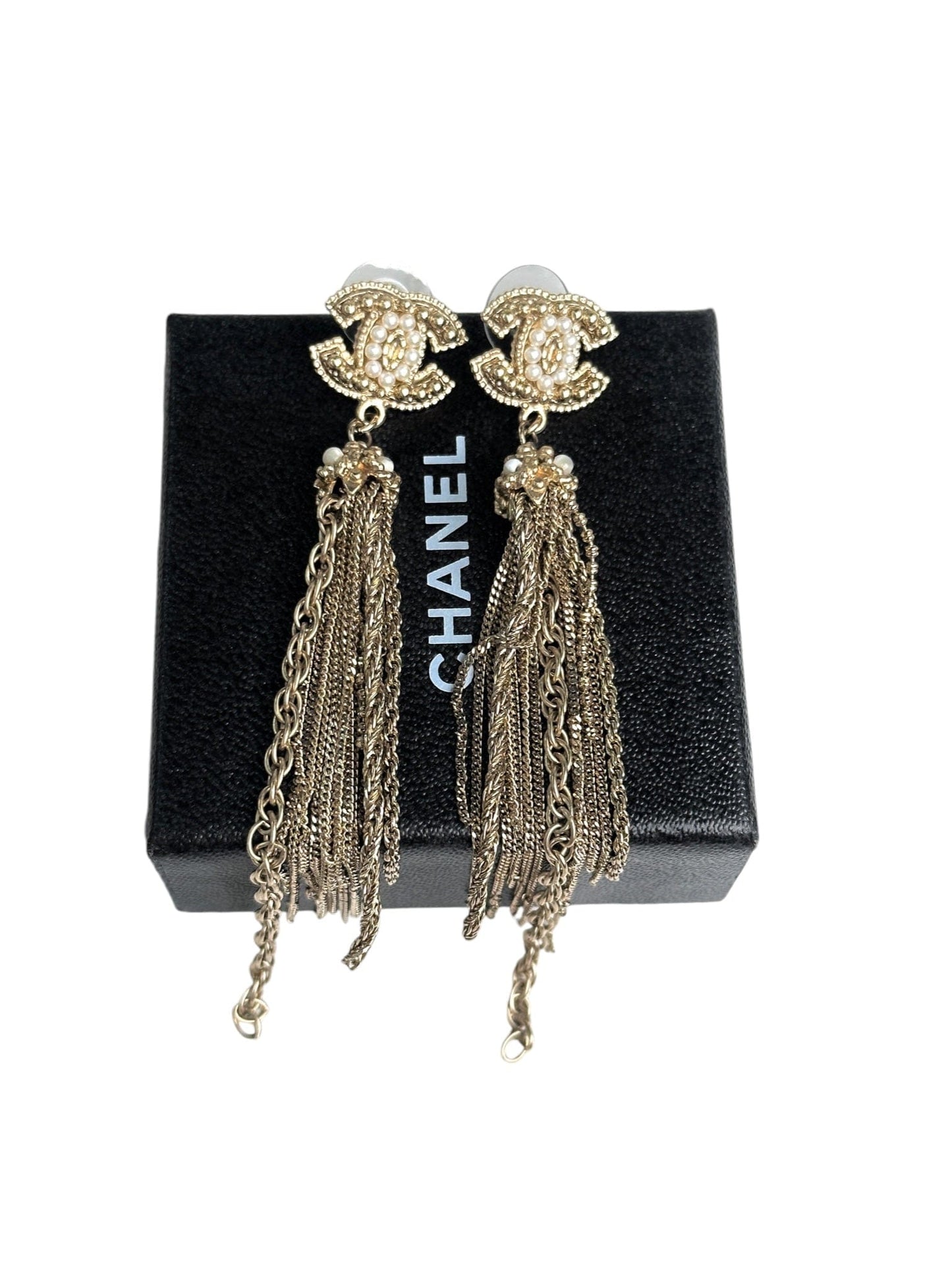 Chanel CC Long Chain Earrings