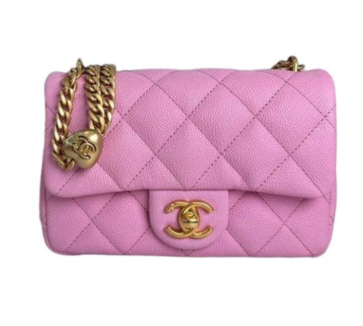 Chanel Pink Caviar Mini Heart Ball Chain Bag