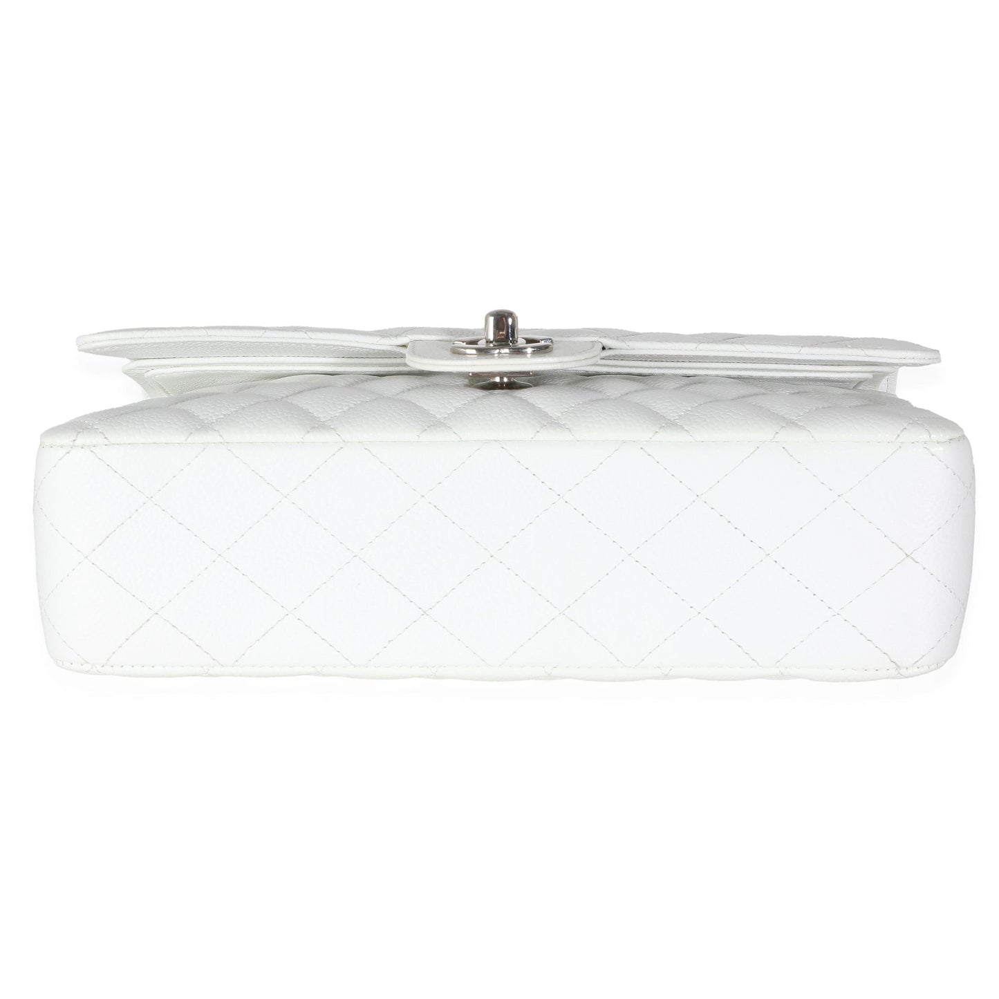 Chanel White Quilted Caviar Medium Classic Double Flap Bag