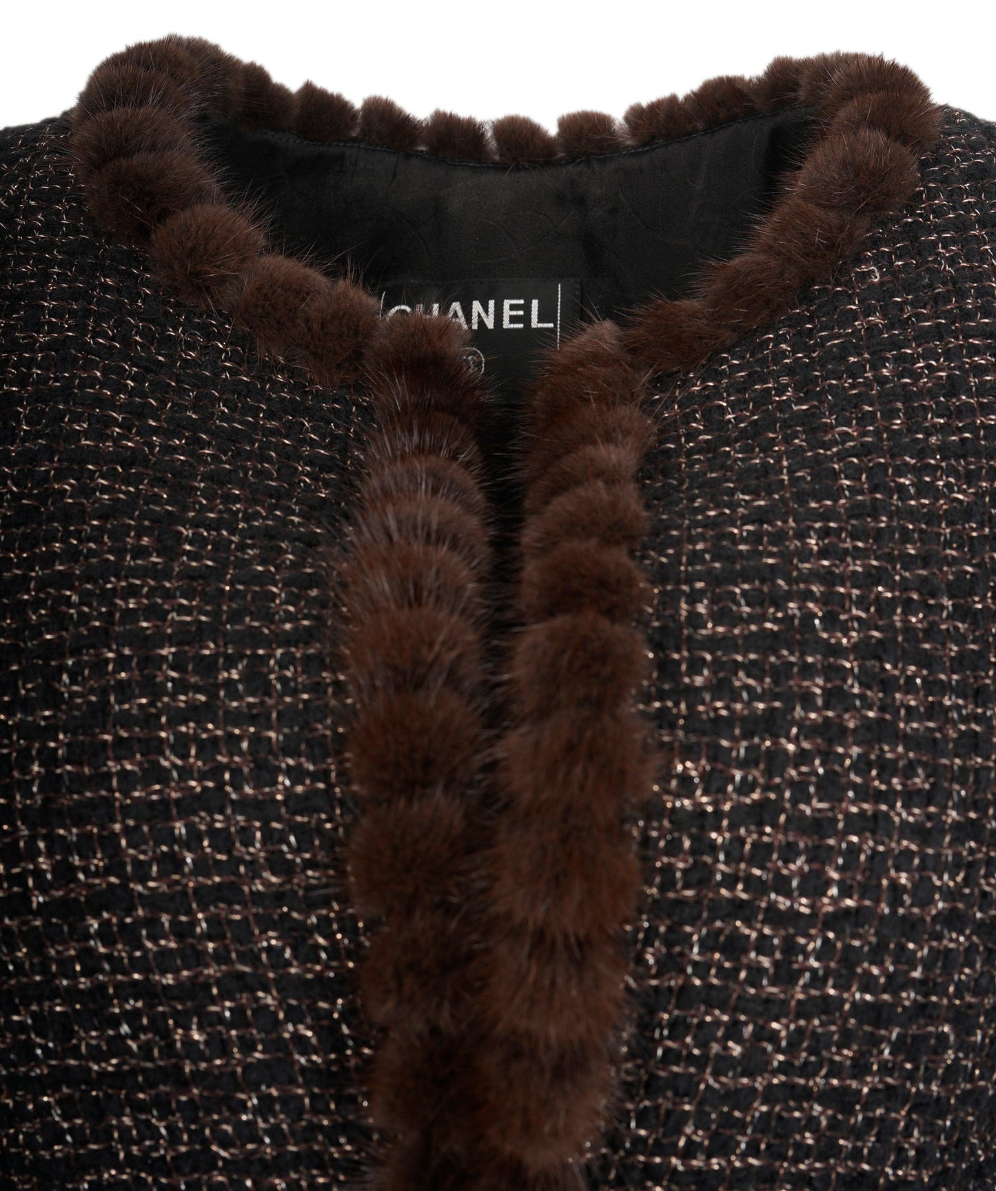 Chanel brown tweed/ fur jacket AVC1942