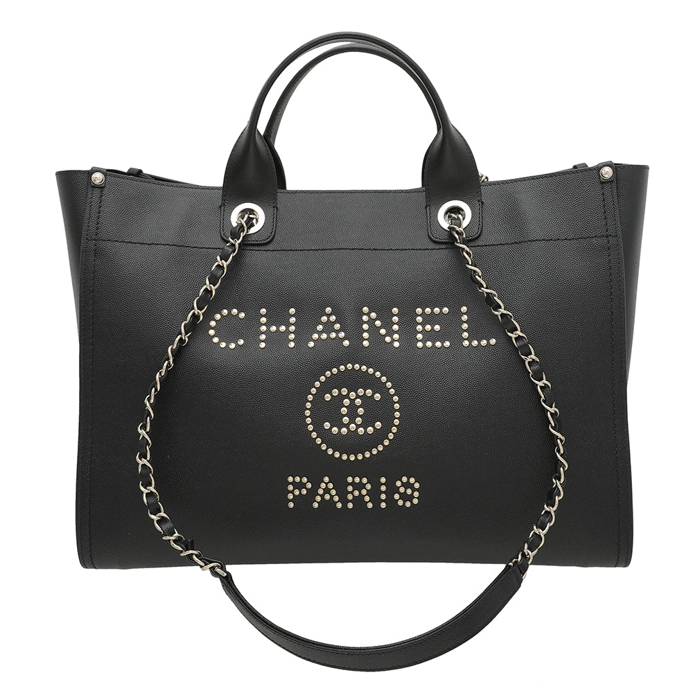 Chanel Bn Studded Deauville Tote Large Black TC16505