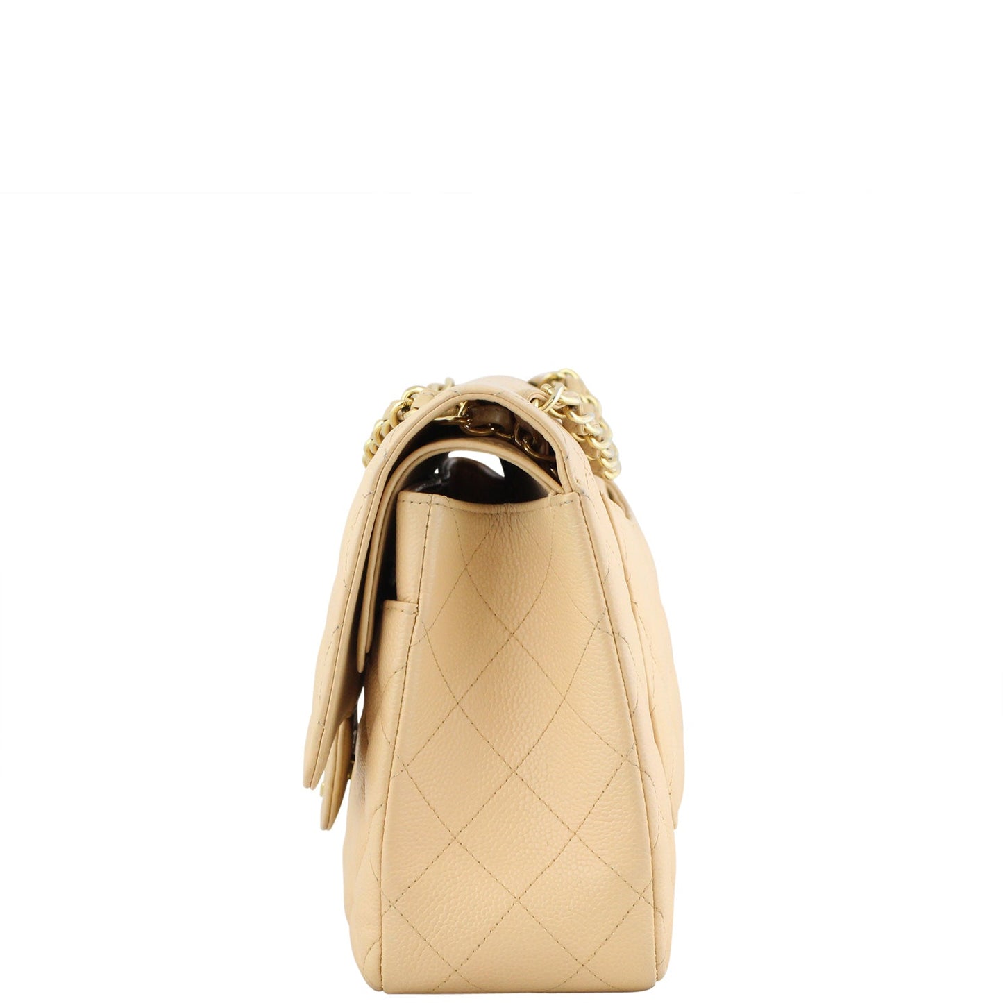 Chanel Classic Double Flap Jumbo Hardware Handbag Brown Beige