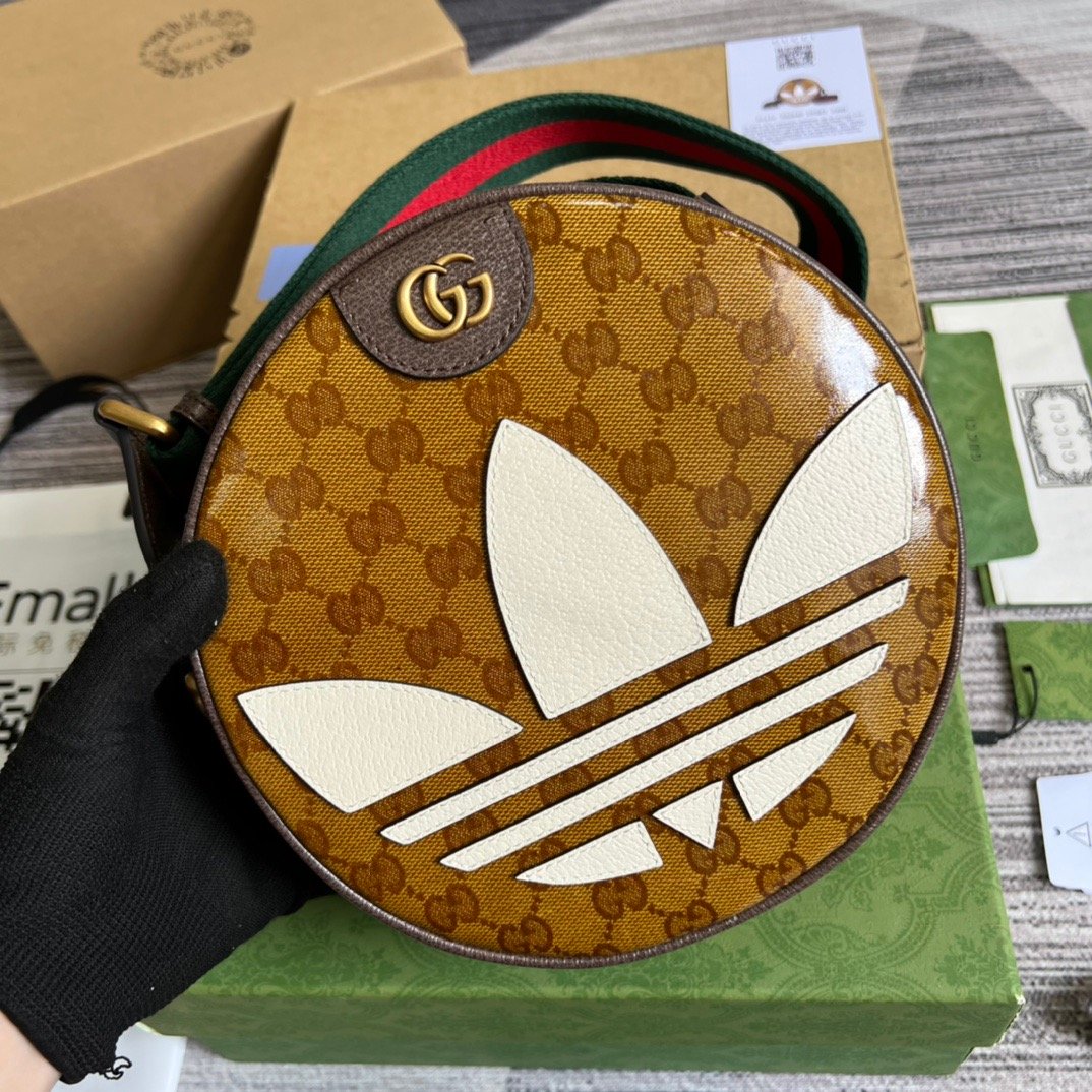 gg x Adidas Ophidia , Brown Small Shoulder Bag