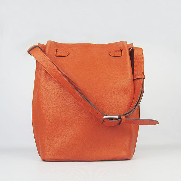 Hermes Luxury Nappa Shoulder Bag Orange Leather Silver