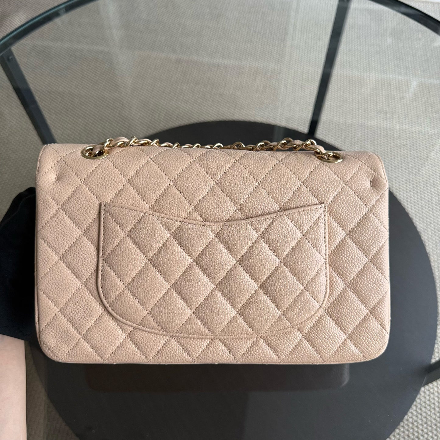 Chanel Classic Flap Medium - Caviar 25CM Quilted Beige 24K Gold Hardware Series 12