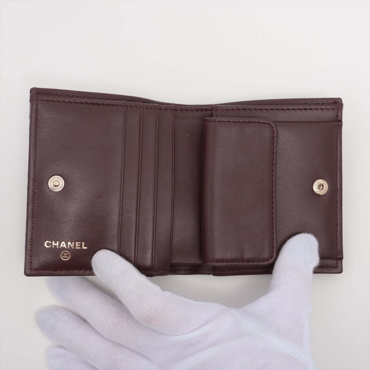 Chanel Matrasse Caviar S Wallet Black Silver G Random