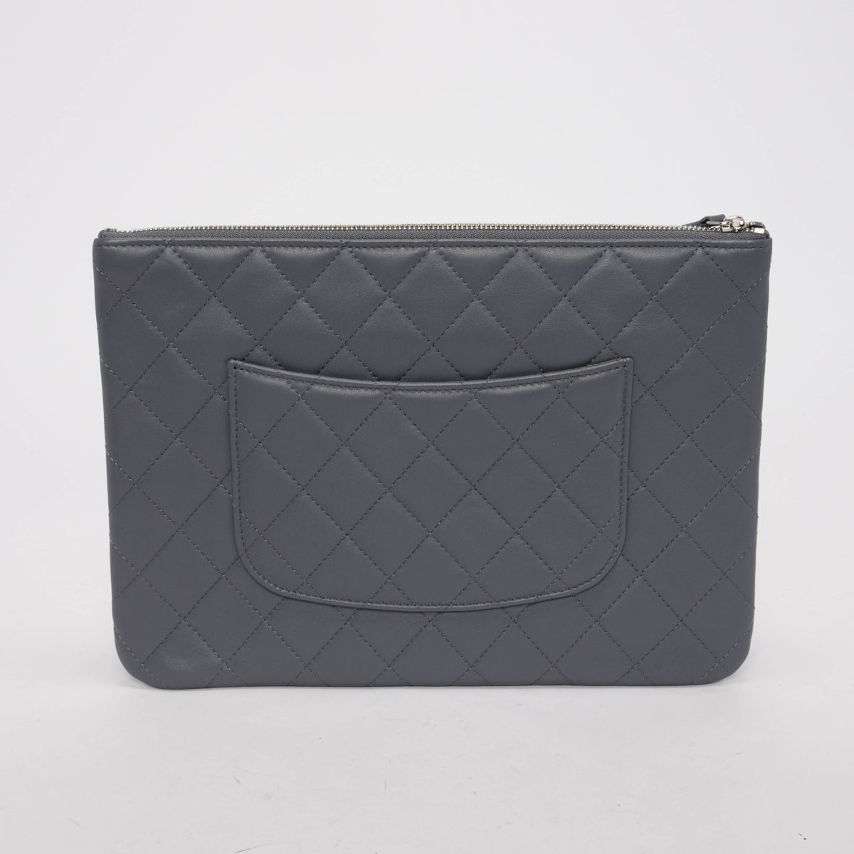 Chanel Grey Quilted Lambskin O-Case Multi Pouch Bag