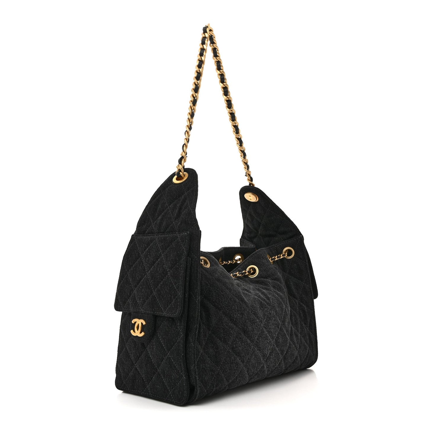 Chanel Washed Denim Quilted Small 25 Handbag Black