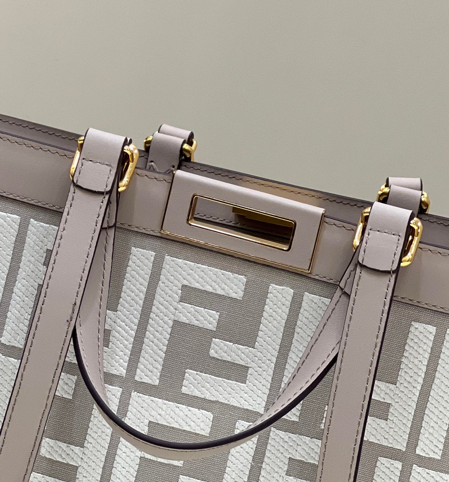 Fendi Ff Canvas White Tote Bag