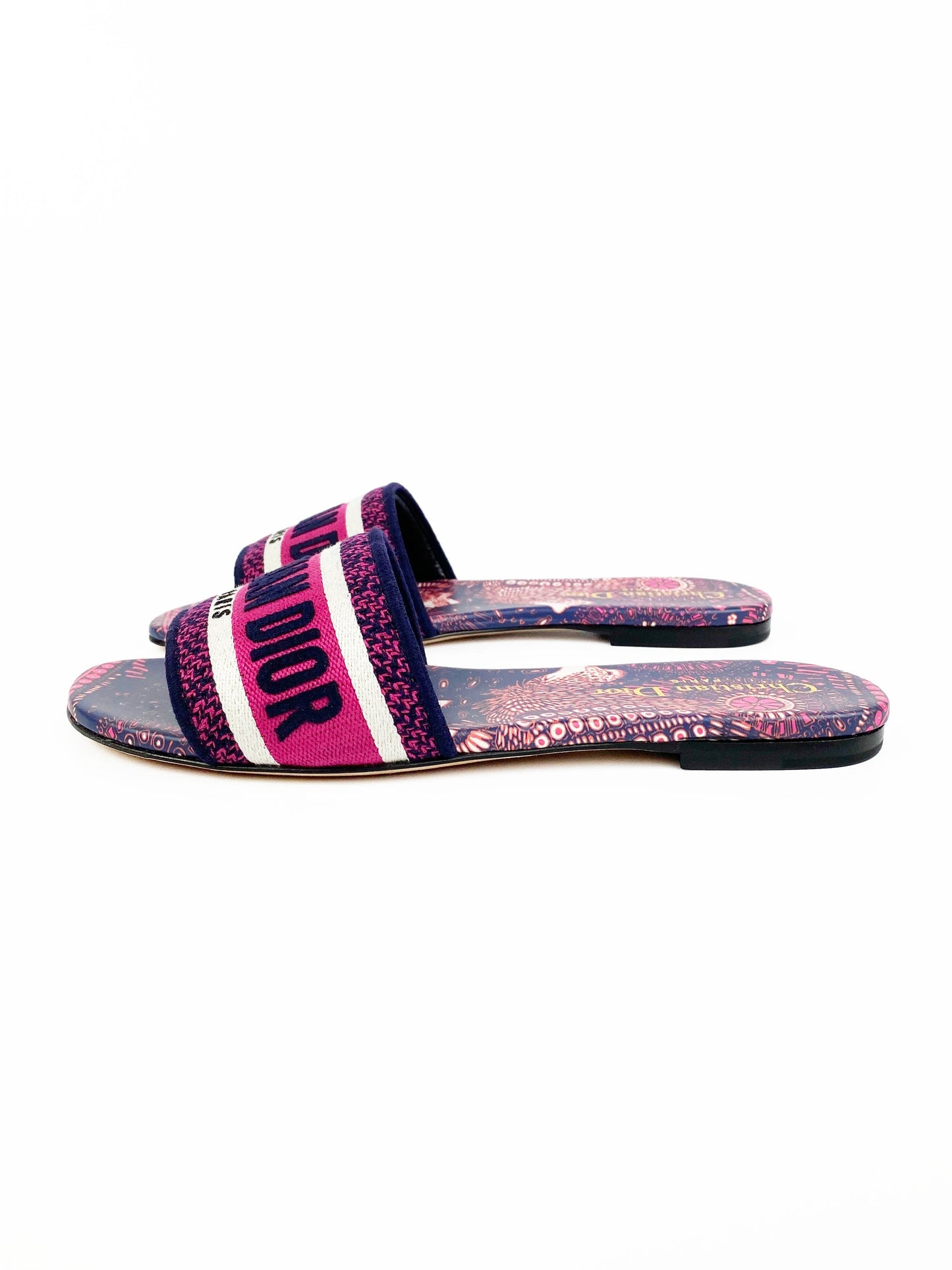Dior Handbag Christian Dway & Slides 37 Blue Pink Shoes