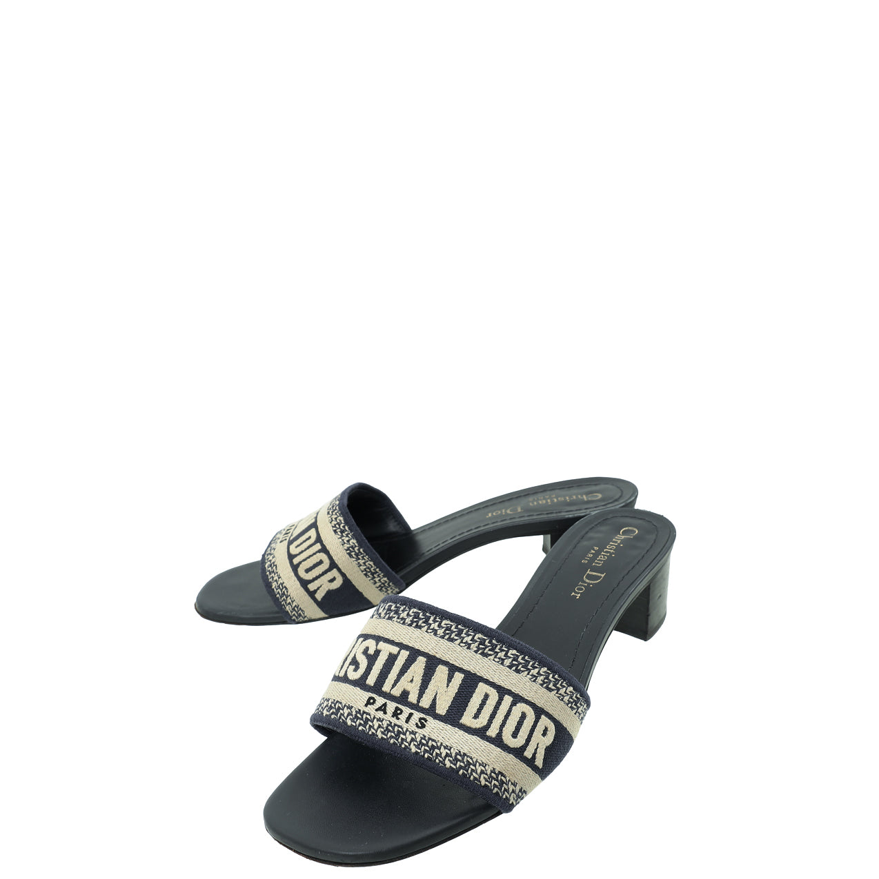 Dior Shoe Christian Dway Heeled SLides Sandal 37.5 Blue Shoes
