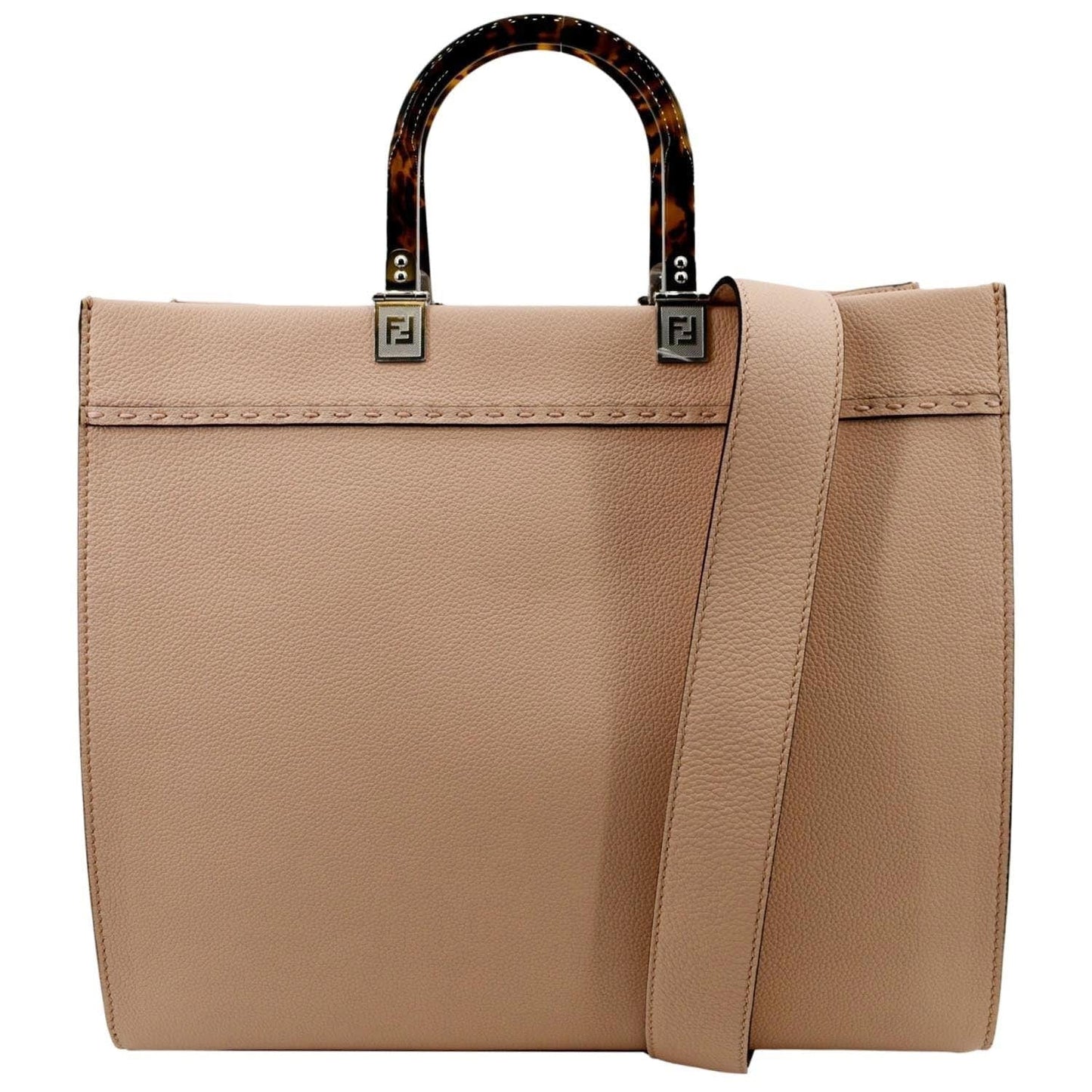 Fendi Sunshine Full Grain Shopper Tote Beige Medium Tote Bag