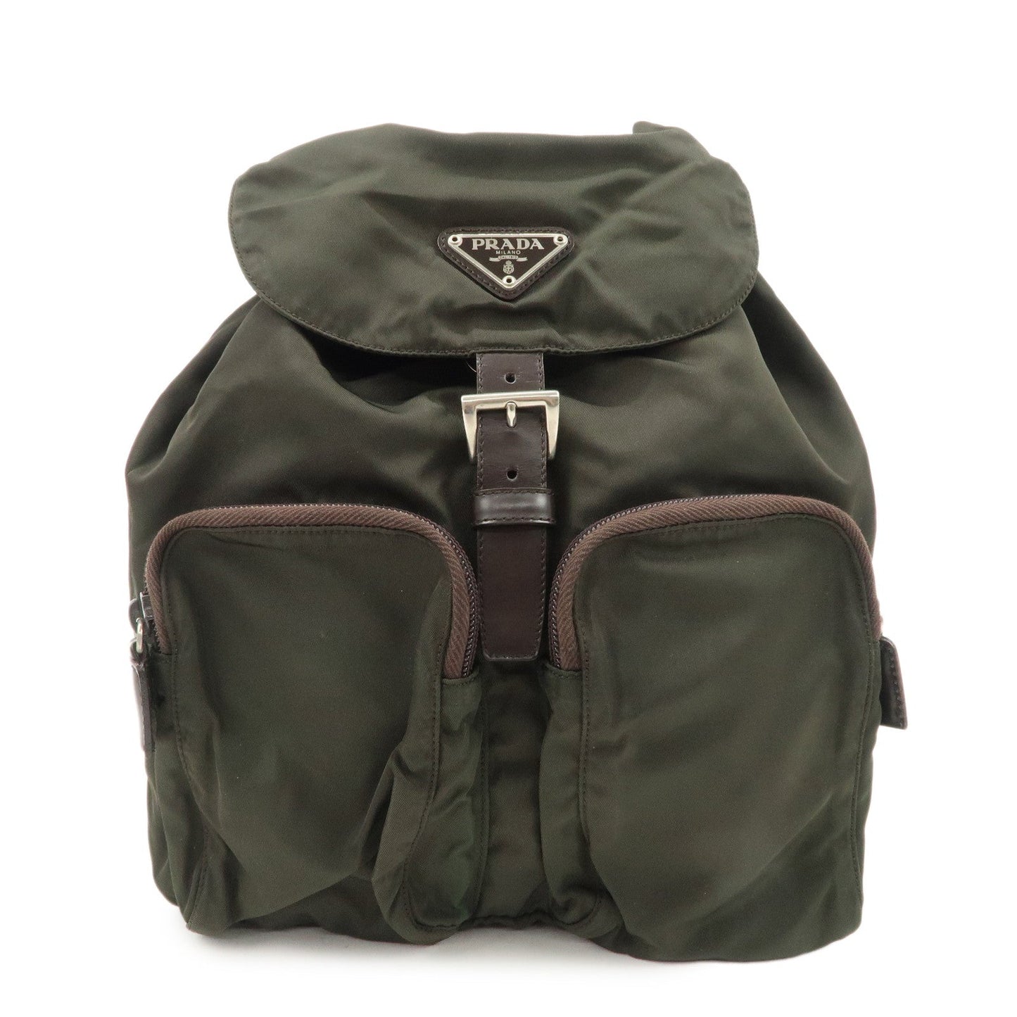 Prada Backpack Triangle d Leather Nylon Logo