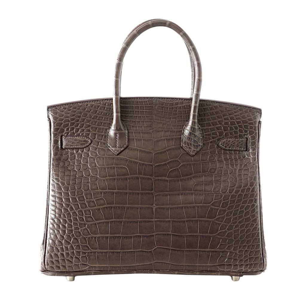 Hermes Birkin Gris Elephant Matte Alligator Bag Travel Bag