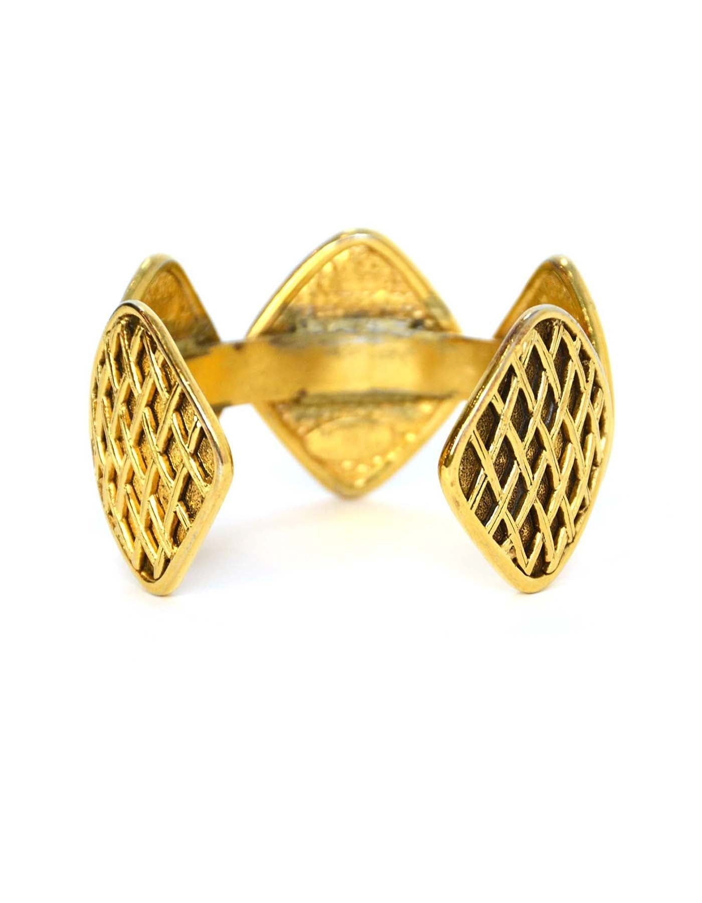 Chanel '90s Gold Quilted Medallion Cuff Bracelet