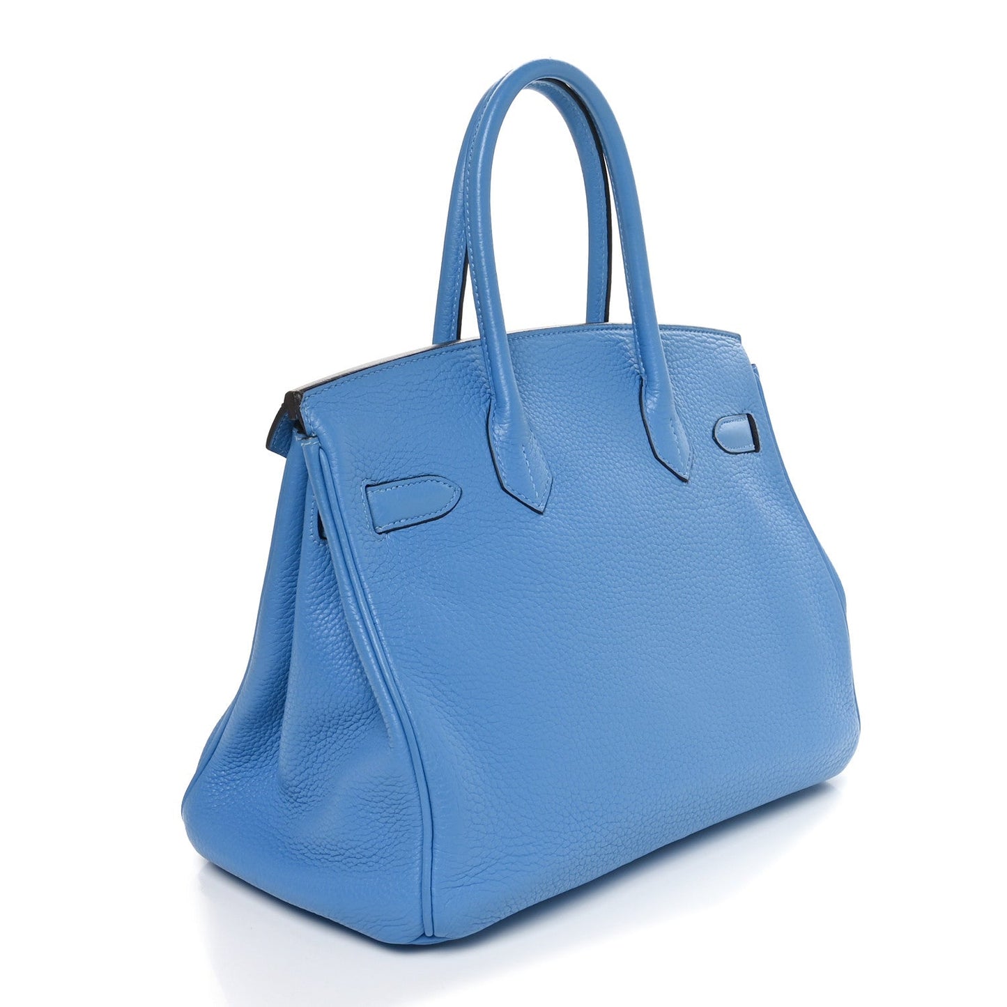 Hermes Taurillon Clemence Birkin Bleu Paradis Handbag Travel Bag