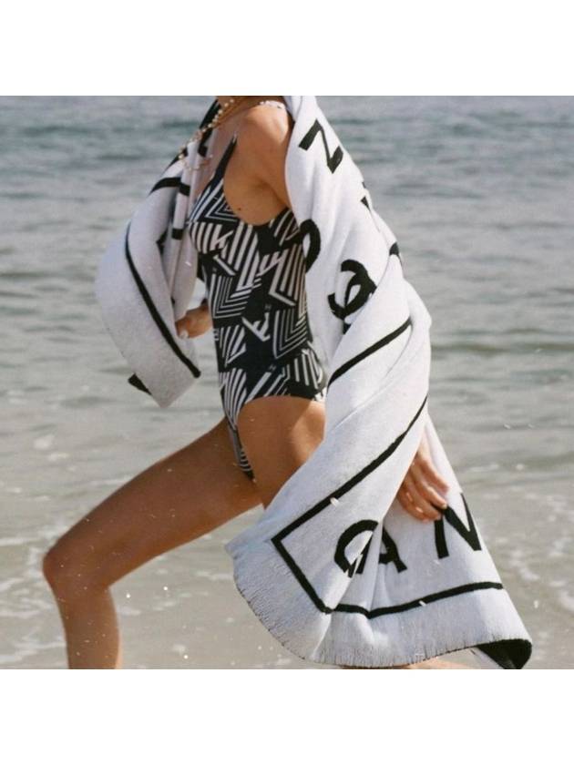 Coco Beach One Piece Swimsuit Black White Chanel
