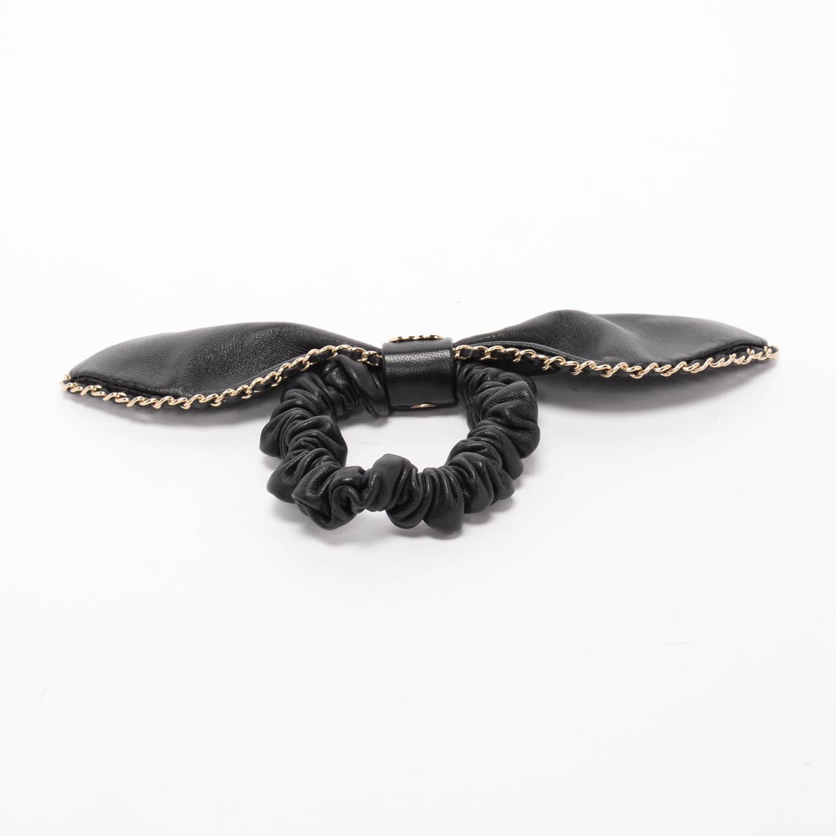 Chanel Black Lambskin Cc Chain Bow Scrunchie Bag