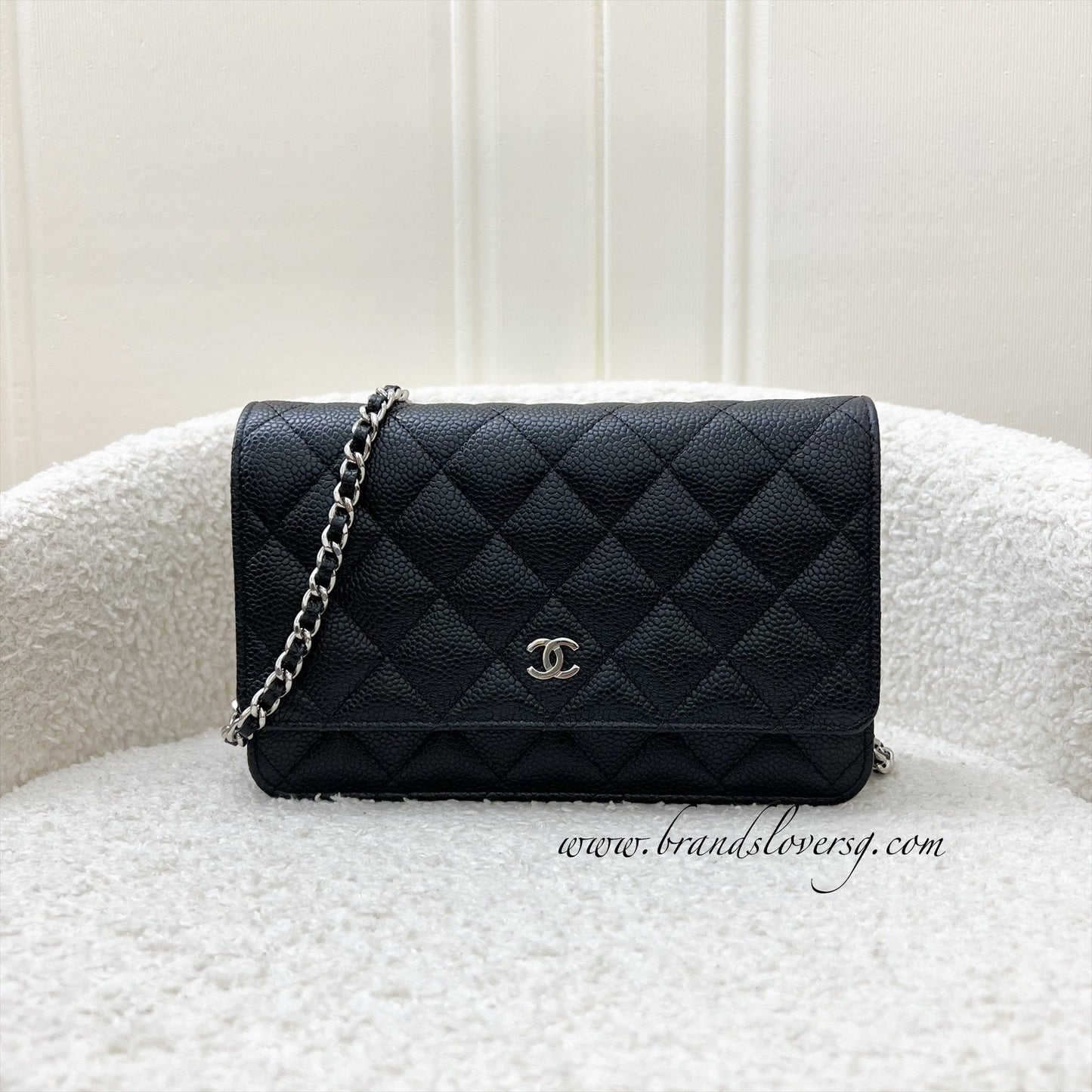 Chanel Classic Wallet On Chain WOC In Black Caviar And Shw (model: AP0250) 2