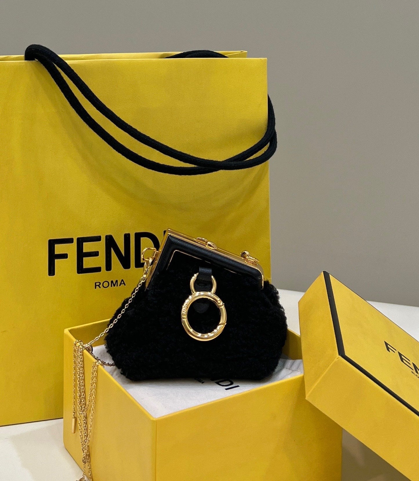 Fi First Mink Bag For Woman Black Mini Travel Bag