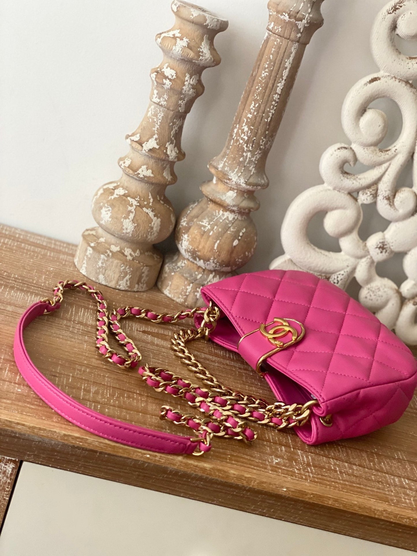 Chlsmall Hobo Bag Hardware Pinike For Women Gold Shoulder Bag