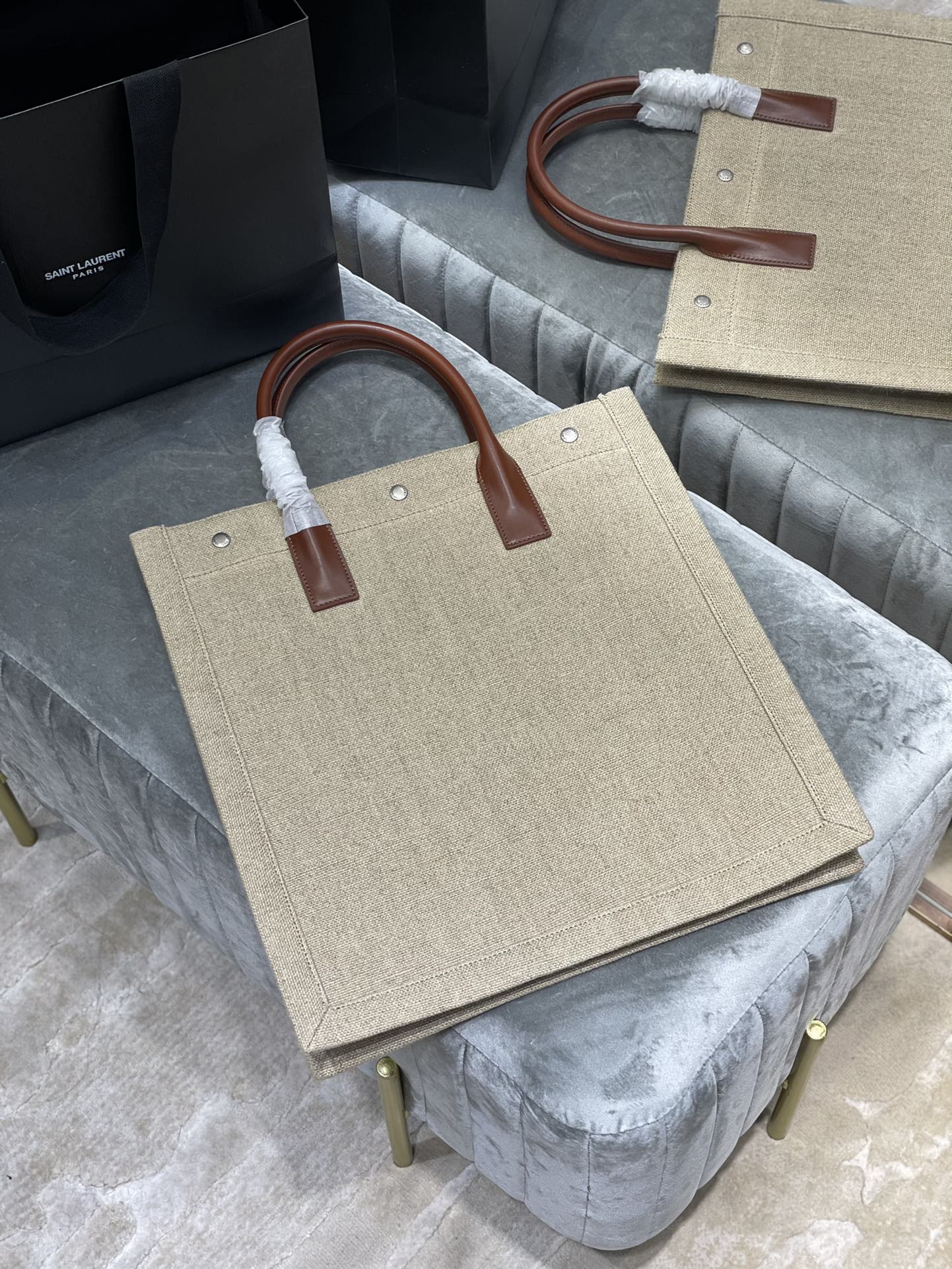 YSL Saint Laurent Rive Gauche North South Printed Tote Bag