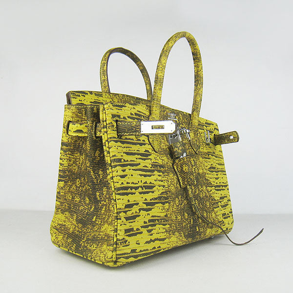 Hermes Luxury Birkin Ladies Lizard Yellow Bag Leather Travel Bag