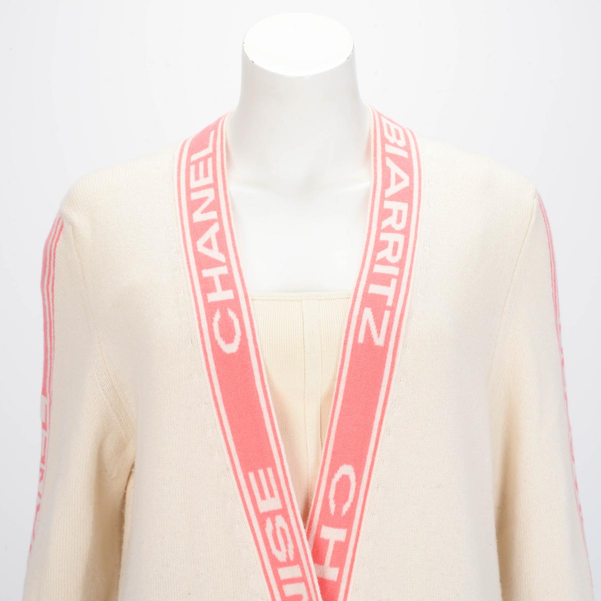 Chanel Cream Cashmere Biarritz Longline Cardigan FR 42
