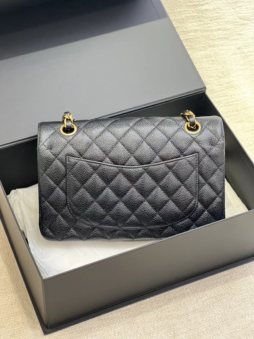 Chanel classic flap CF small black chip ×cm