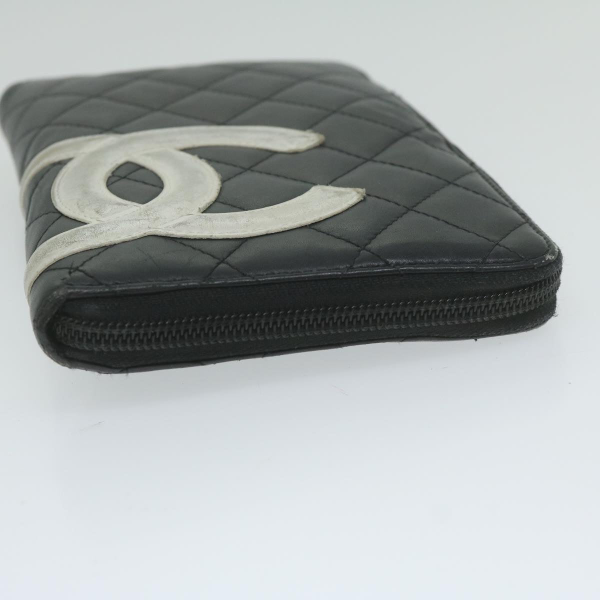 Chanel Cambon Line Long Wallet Leather Black CC Auth ep