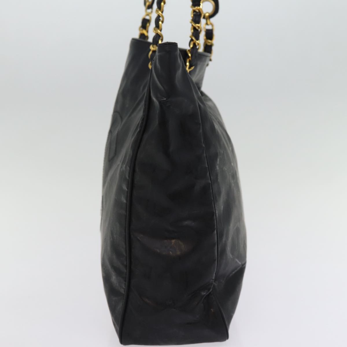 Chanel Chain Shoulder Bag Coated Canvas Black CC Auth ep