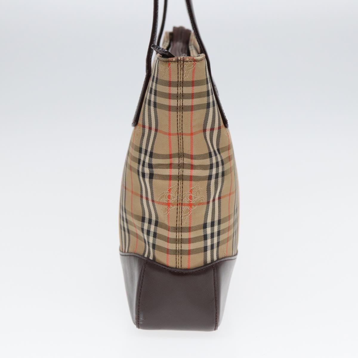 Burberry Luxury Nova Check Tote Bag Auth Ep5013 Leather Canvas Brown