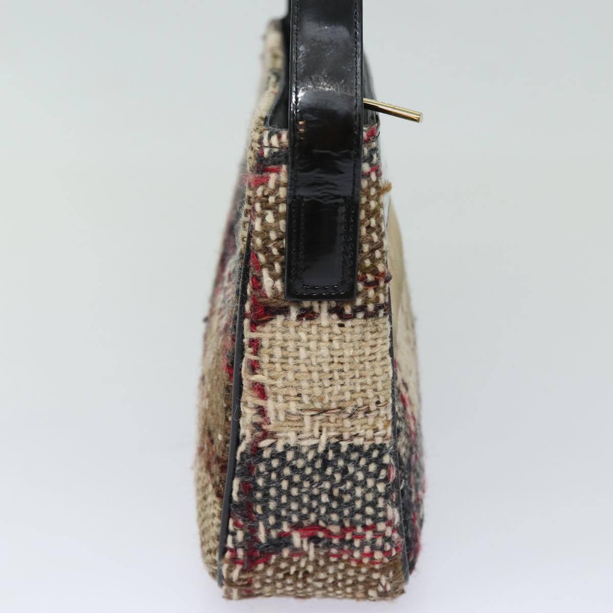 Burberry Luxury Nova Check Shoulder Bag Wool Auth Ep5128 Black Beige