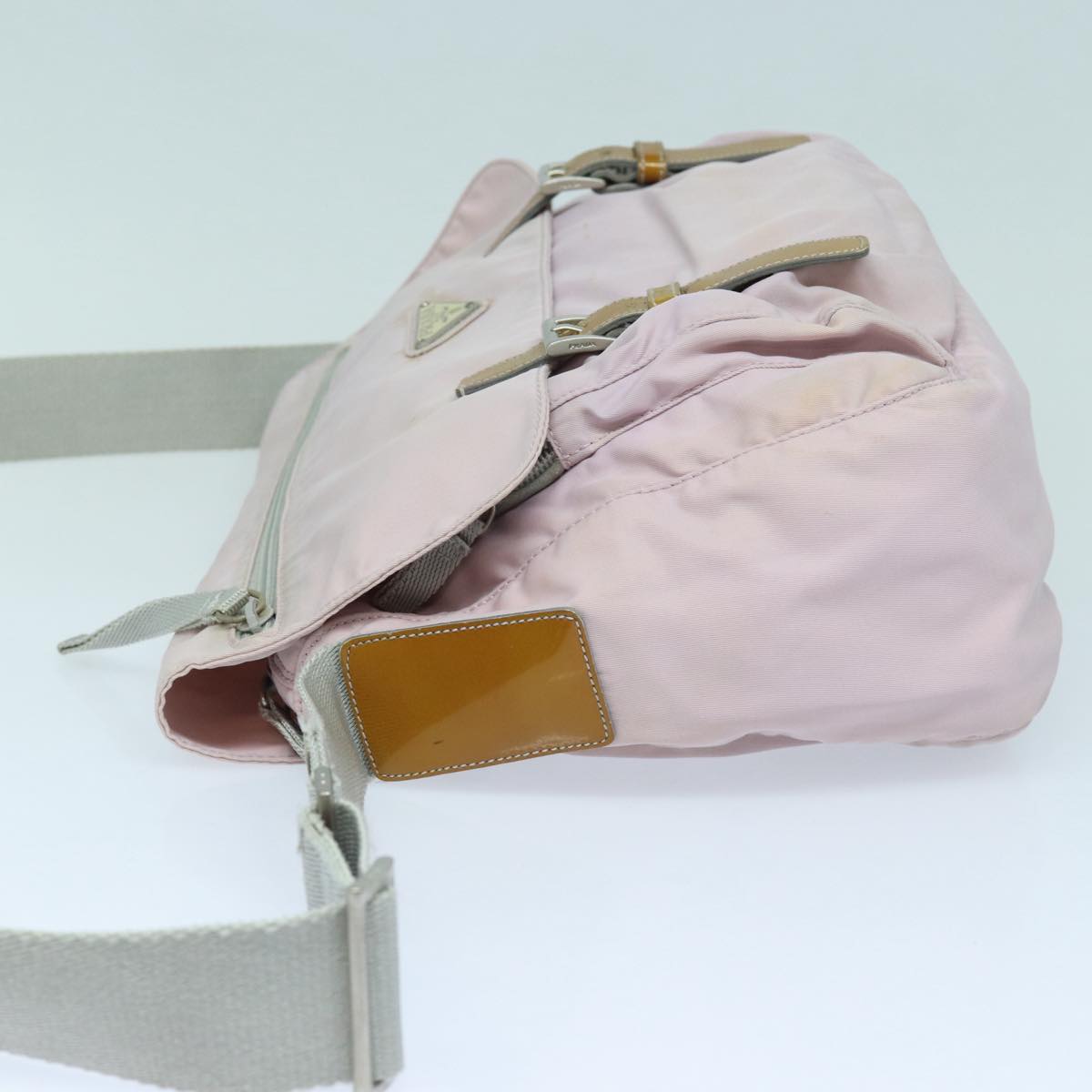 Prada Shoulder Bag Auth Nylon Pink Silver Silver Auth Ep5304