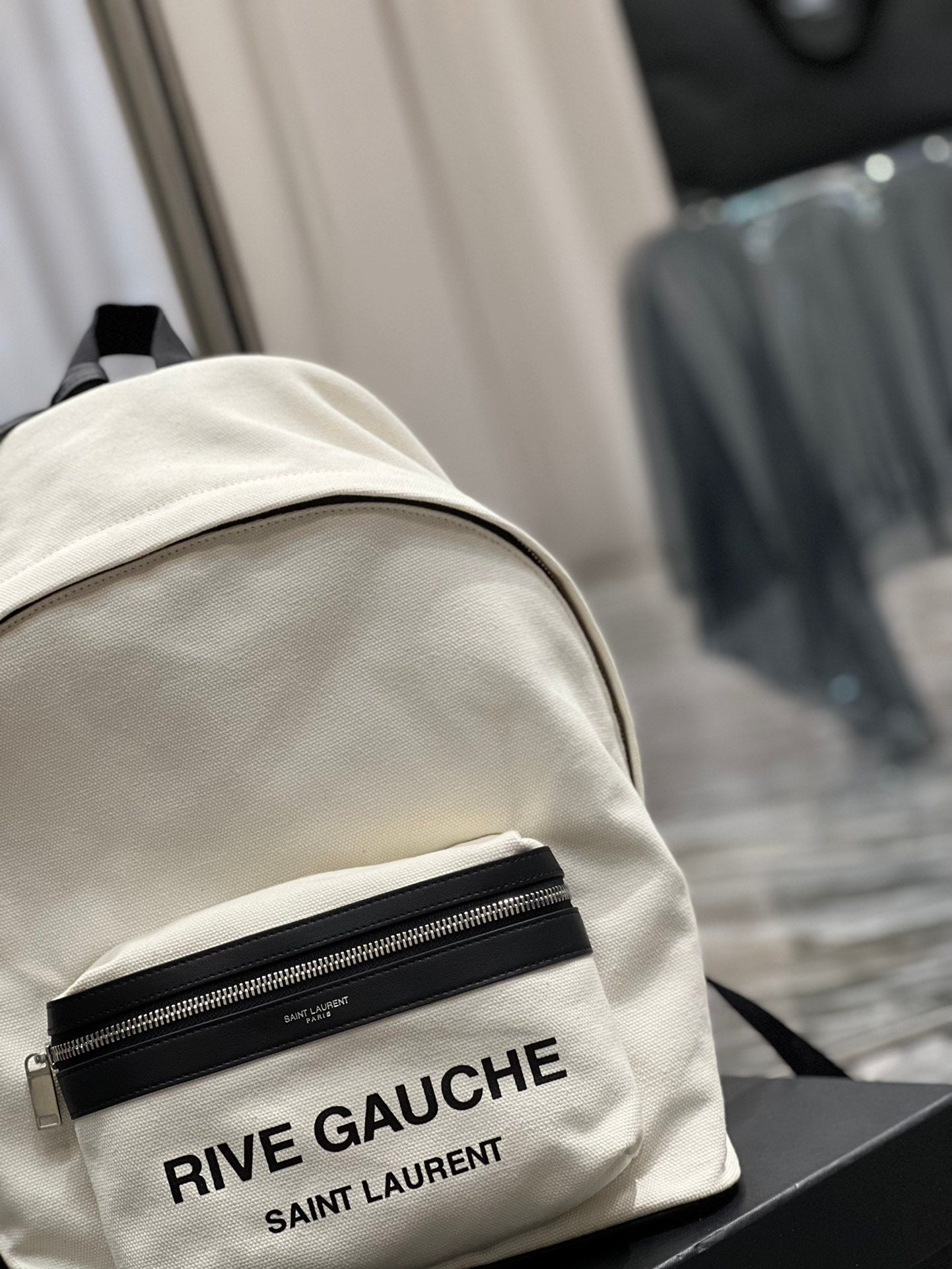 YSL Saint Laurent City Backpack Unisex 13.8in 35cm Canvas White