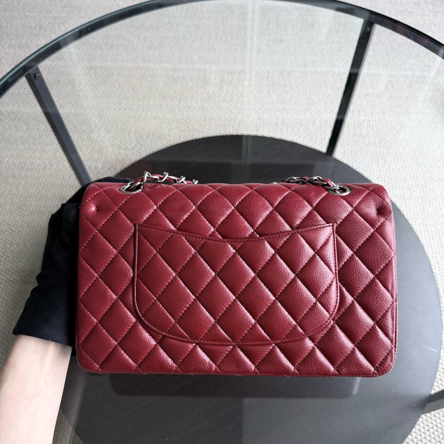 Chanel Classic Flap Medium - Caviar 25CM Quilted Grained Calfskin Red Silver Hardware Series 16