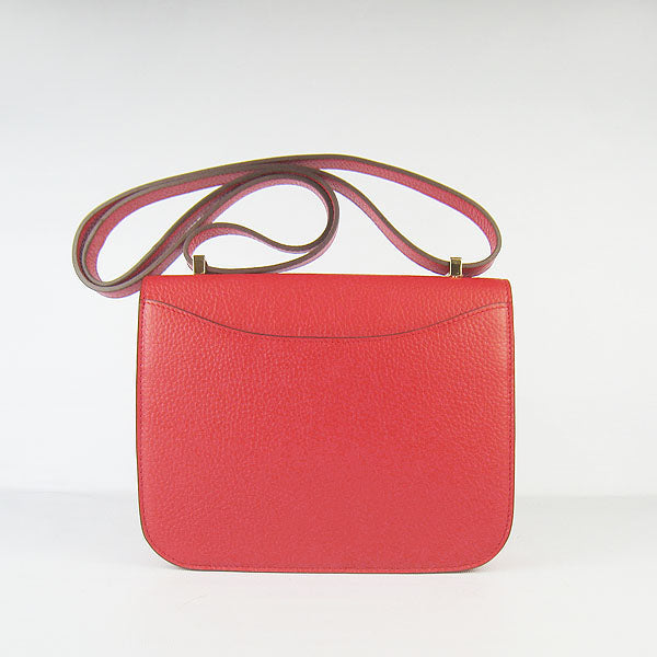Hermes Luxury Constance Cowskin Bag H Golden Leather Red Travel Bag