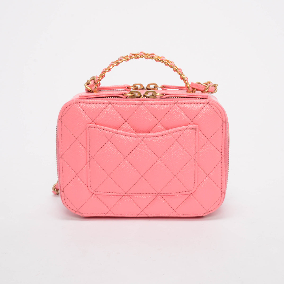Chanel Pink Quilted Caviar Mini Pick Me Up Vanity Case Bag