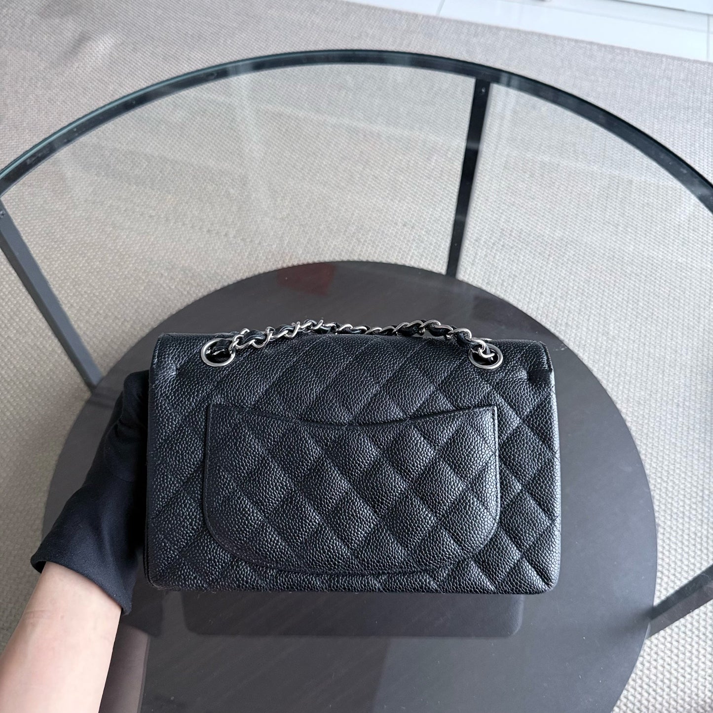Chanel Classic Flap Small - Caviar 23CM Quilted Grained Calfskin Black Silver Hardware Series 13