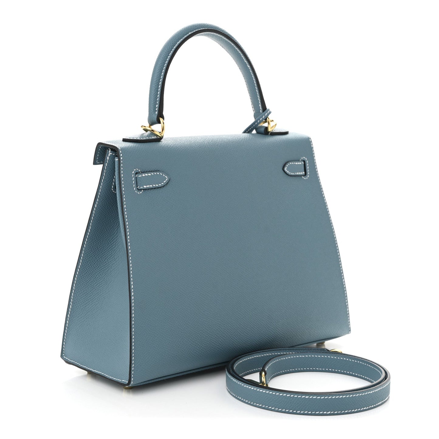 Hermes Epsom Kelly Sellier New Jean Handbag Blue Travel Bag