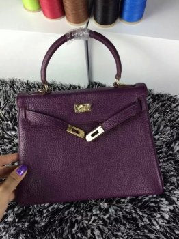 Hermes Luxury Kelly Cm Togo Bag Purple Leather Gold Travel Bag