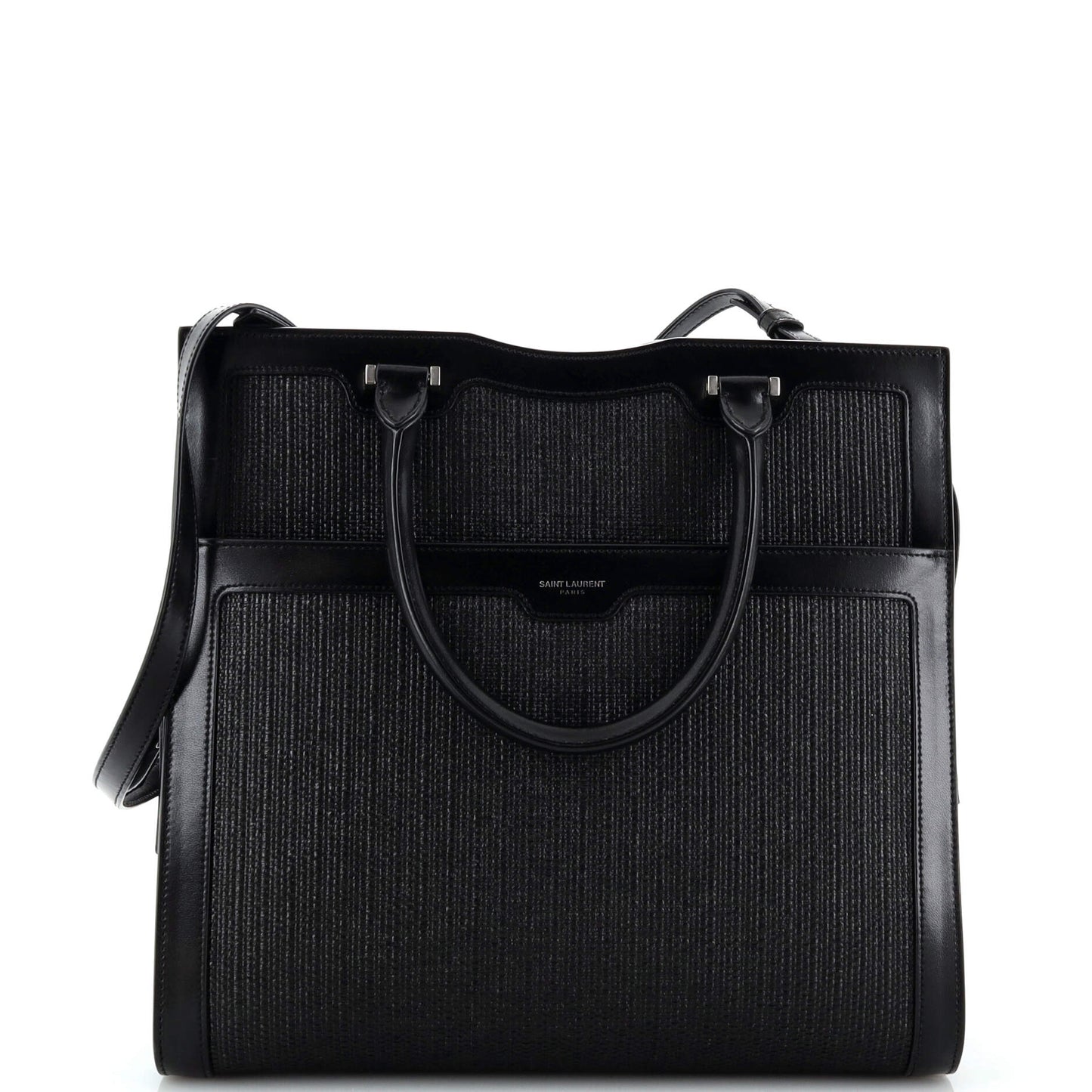 YSL Saint Laurent Saint Laurent Trending Uptown Tote With Leather Raffia Tote Bag