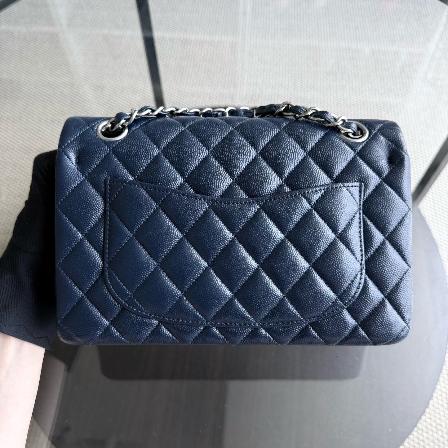 Chanel Classic Flap Small - Caviar 23CM Quilted Midnight Blue Silver Hardware Series 24