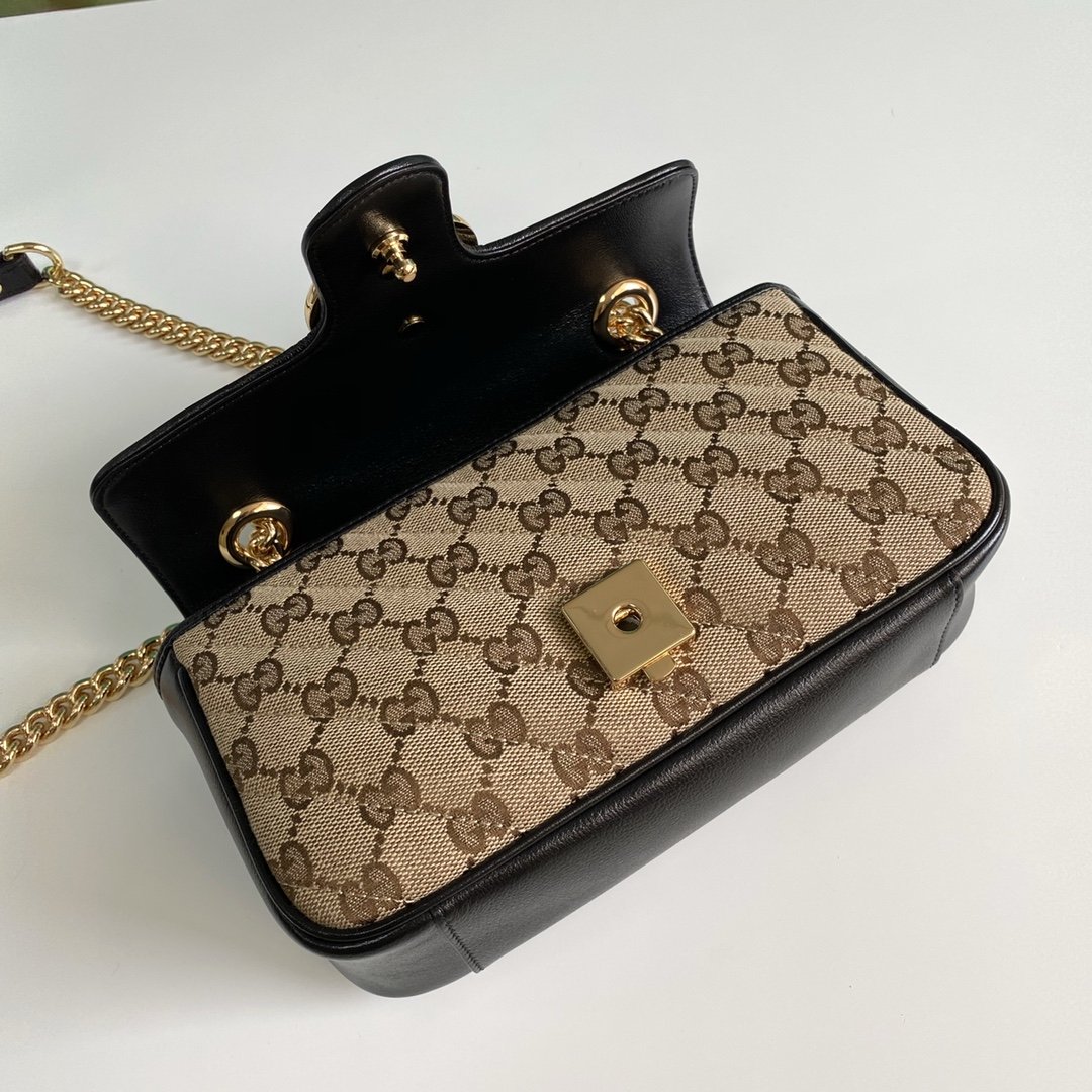 gg Marmont Matelassé Ebony Diagonal Canvas Beige Mini Bag